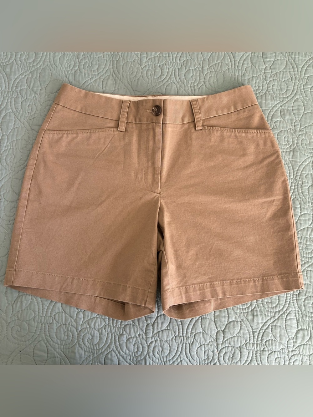 Lands end chino khaki women’s shorts fit 2